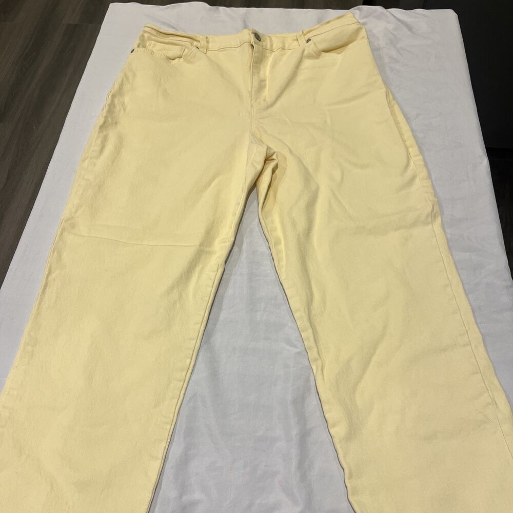 Gloria Vanderbilt Amanda Womens Butter Yellow Denim Tapered Leg High Rise S 14